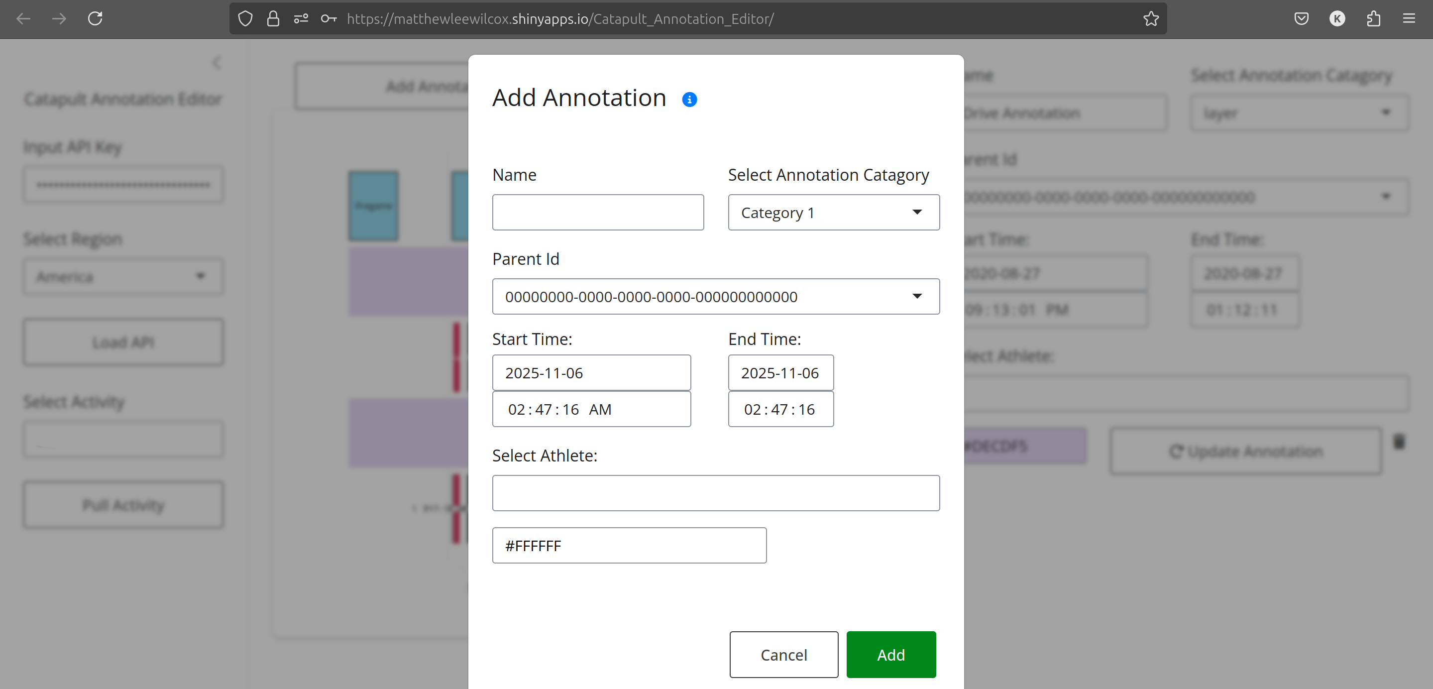 Add annotation dialog